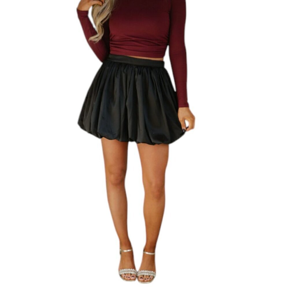 21 Saints Bubble Mini Skirt, High Waist, Black